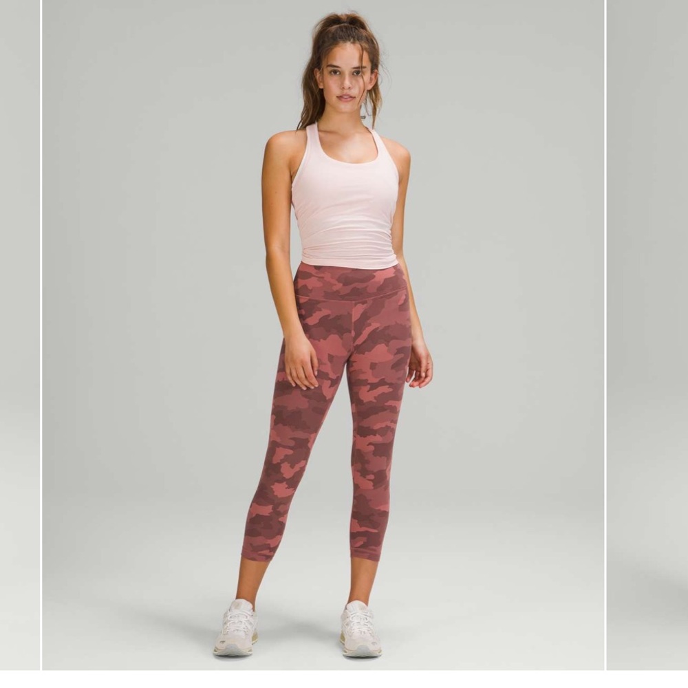 lululemon athletica Women's High-Rise Crop Pants - Pink Camo wunder train 23”
